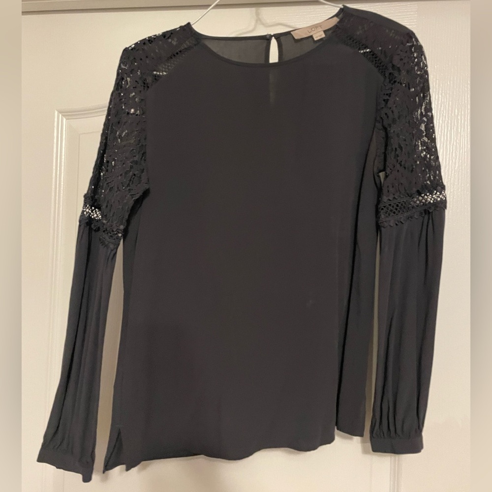 LOFT Grey Lace long sleeve